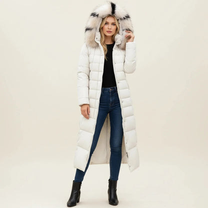Winter Coat Women - Quilted Puffer with Faux Fur Hood