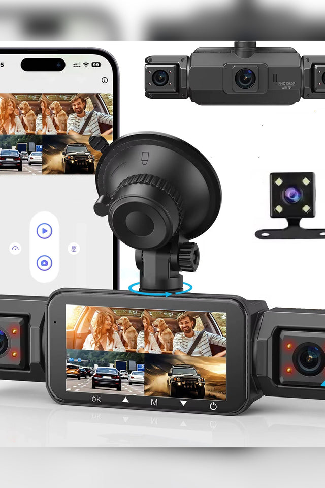 Wireless Car Dash Cam – four-camera coverage, night vision, Wi-Fi enabled