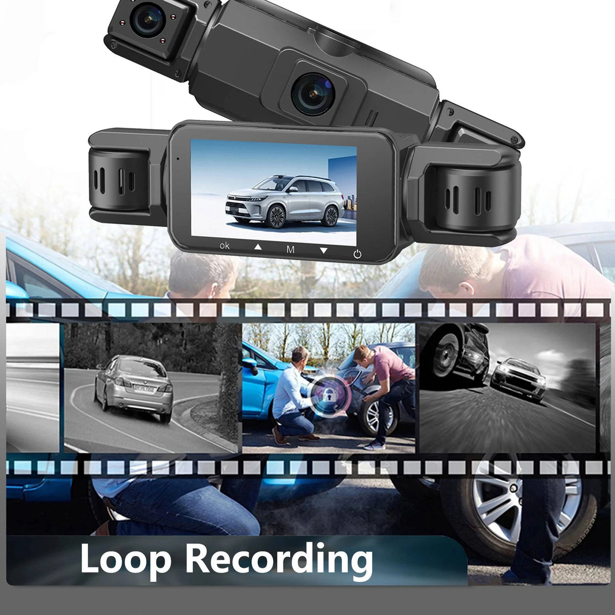 Wireless Car Dash Cam – four-camera coverage, night vision, Wi-Fi enabled