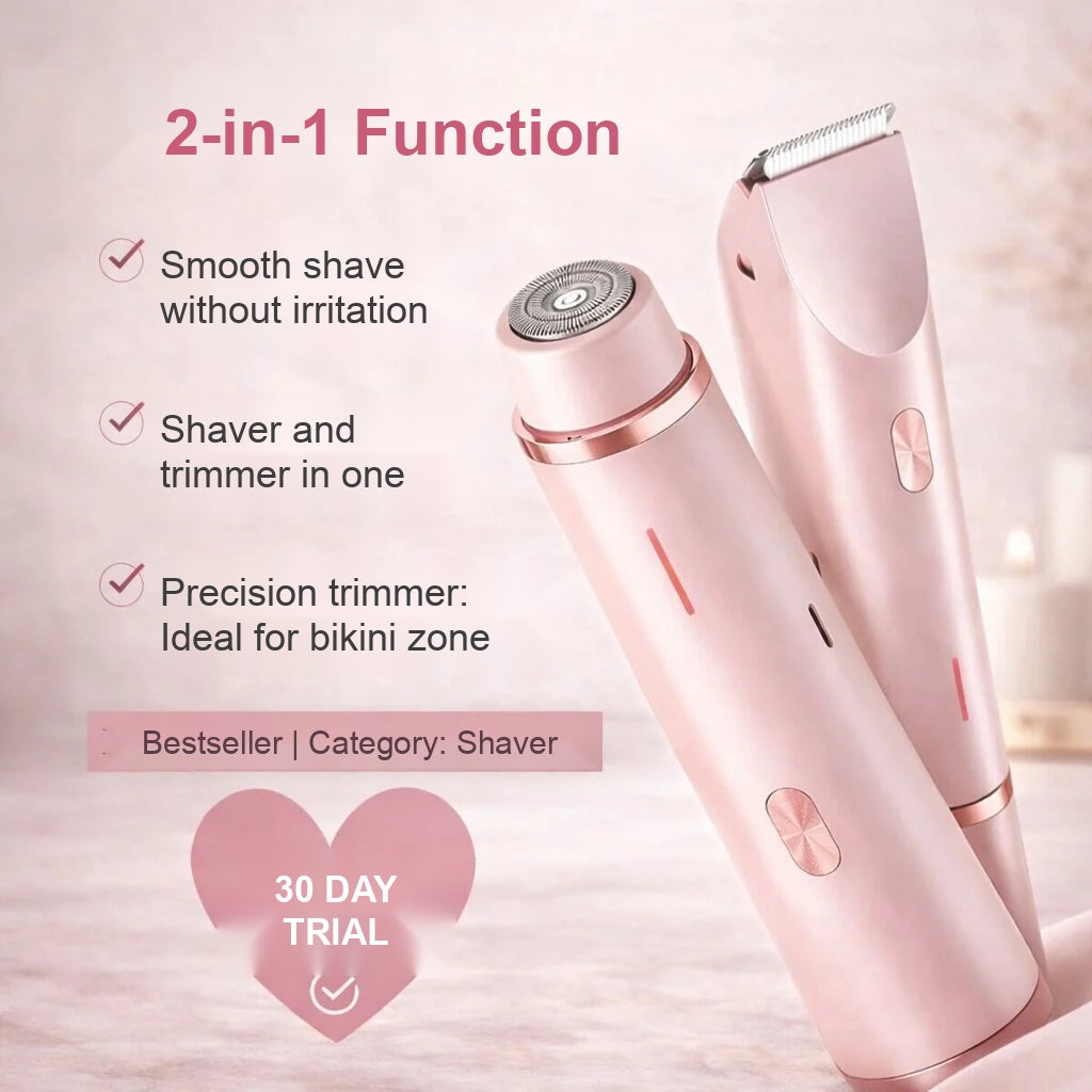 Women's Electric Shaver – dual-head, waterproof, USB-rechargeable
