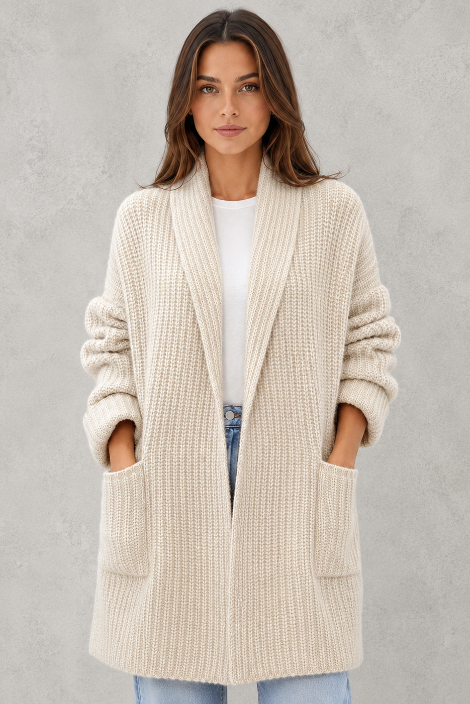 Cardigan Women - Longline Shawl Cardigan with Open Front