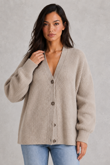 Cardigan Women - Cocoon Cardigan with Button Front