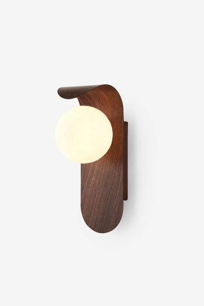 Wood Wall Light – opal globe shade, wood-effect finish, compact