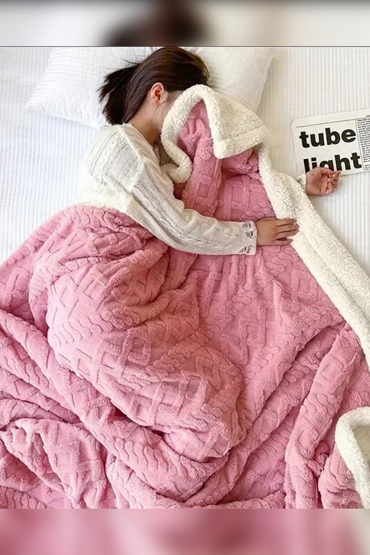 Wool Fleece Throw Blanket – warm winter layer for sofa and bed