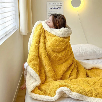 Wool Fleece Throw Blanket – warm winter layer for sofa and bed