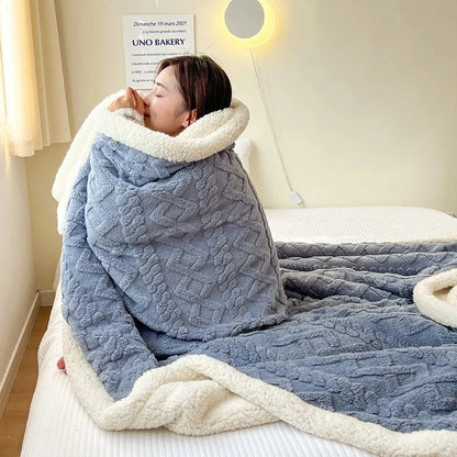 Wool Fleece Throw Blanket – warm winter layer for sofa and bed
