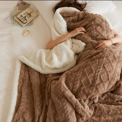 Wool Fleece Throw Blanket – warm winter layer for sofa and bed