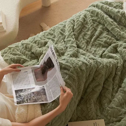 Wool Fleece Throw Blanket – warm winter layer for sofa and bed