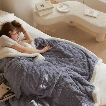 Wool Fleece Throw Blanket – warm winter layer for sofa and bed