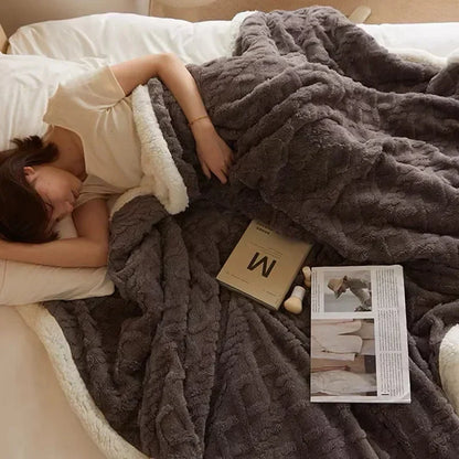 Wool Fleece Throw Blanket – warm winter layer for sofa and bed