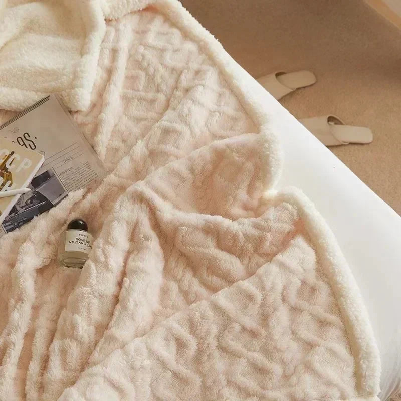 Wool Fleece Throw Blanket – warm winter layer for sofa and bed