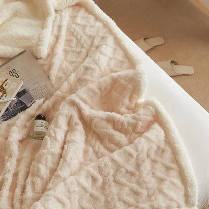 Wool Fleece Throw Blanket – warm winter layer for sofa and bed