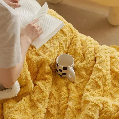 Wool Fleece Throw Blanket – warm winter layer for sofa and bed